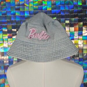 Barbie Denim Bucket Hat Pink Embroidered Logo Forever 21‎ Women's Accessory